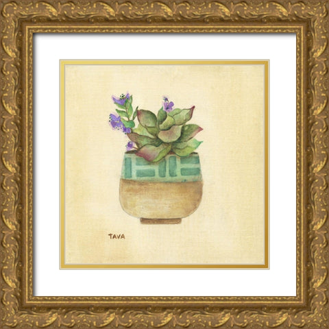 Flowering Succulent II Gold Ornate Wood Framed Art Print with Double Matting by Tava Studios