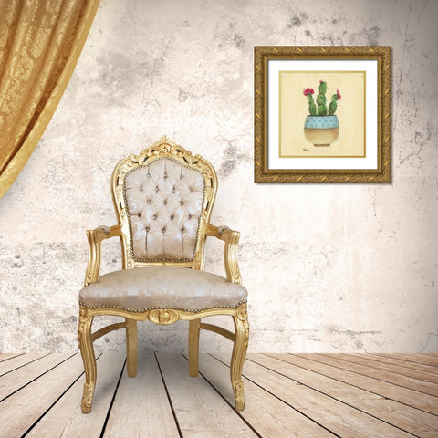 Flowering Cactus Gold Ornate Wood Framed Art Print with Double Matting by Tava Studios