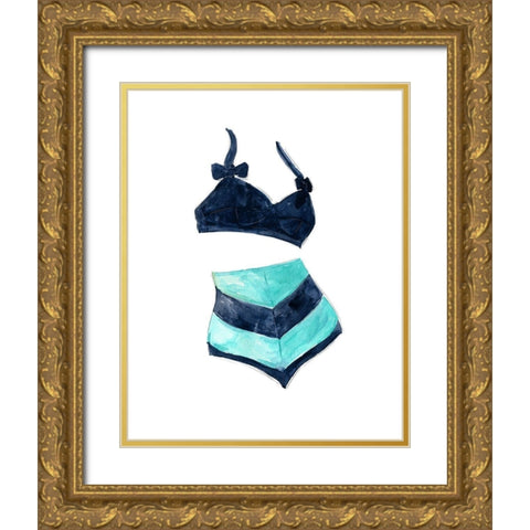 Vintage Swimwear III Gold Ornate Wood Framed Art Print with Double Matting by Robinson, Carol