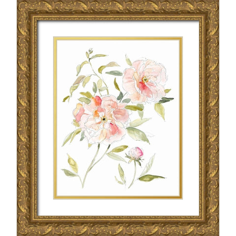 Sketchbook Cottage Rose II Gold Ornate Wood Framed Art Print with Double Matting by Robinson, Carol