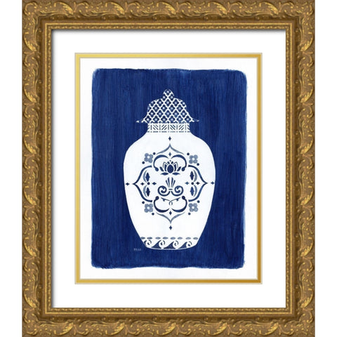 Sapphire Urn I Gold Ornate Wood Framed Art Print with Double Matting by Tava Studios