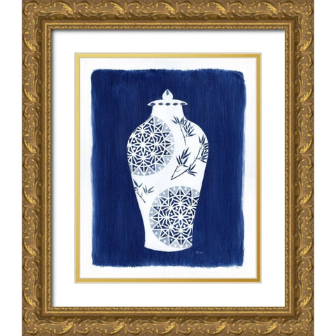Sapphire Urn II Gold Ornate Wood Framed Art Print with Double Matting by Tava Studios