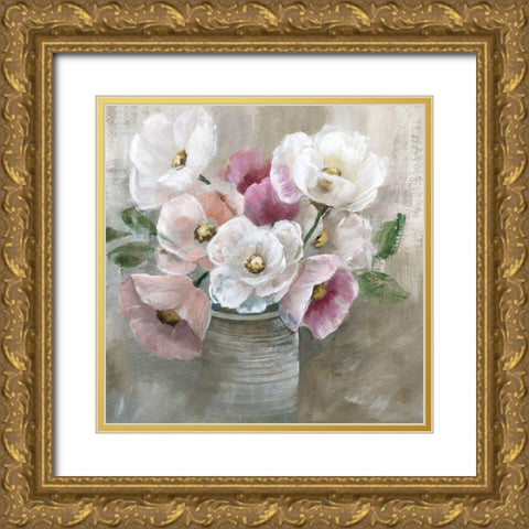 Blooming and Blushing Gold Ornate Wood Framed Art Print with Double Matting by Nan