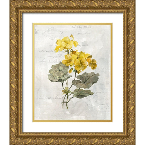 Canary Linen Geranium Gold Ornate Wood Framed Art Print with Double Matting by Robinson, Carol
