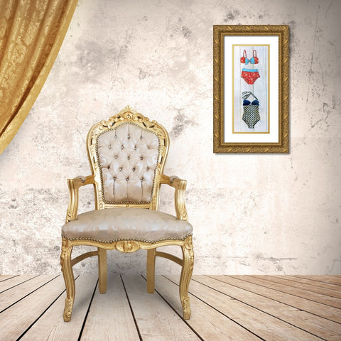Vintage Bathing Suit - Detail I Gold Ornate Wood Framed Art Print with Double Matting by Tava Studios