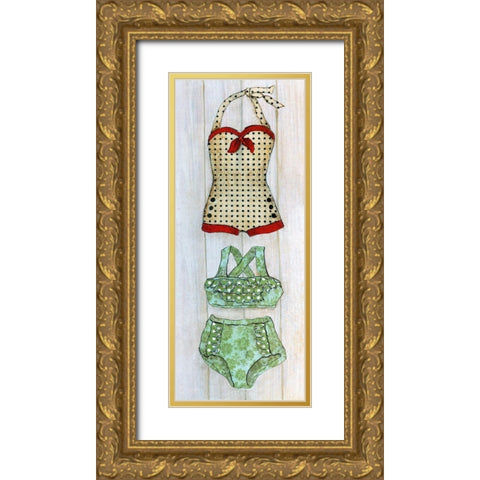 Vintage Bathing Suit - Detail II Gold Ornate Wood Framed Art Print with Double Matting by Tava Studios