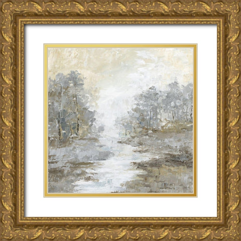 Babbling Brook I Gold Ornate Wood Framed Art Print with Double Matting by Nan