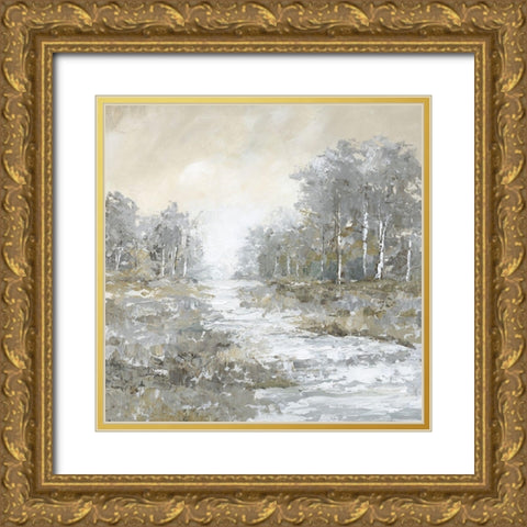 Babbling Brook II Gold Ornate Wood Framed Art Print with Double Matting by Nan