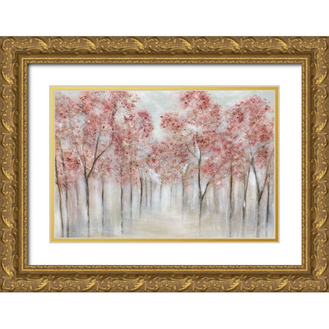 Blushing Spring Gold Ornate Wood Framed Art Print with Double Matting by Tava Studios