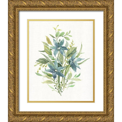 Greenery I Gold Ornate Wood Framed Art Print with Double Matting by Robinson, Carol
