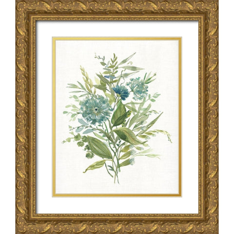 Greenery II Gold Ornate Wood Framed Art Print with Double Matting by Robinson, Carol