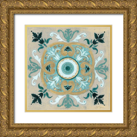 Bohemian Sapphire Gold Ornate Wood Framed Art Print with Double Matting by Tava Studios