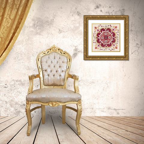Bohemian Ruby Gold Ornate Wood Framed Art Print with Double Matting by Tava Studios