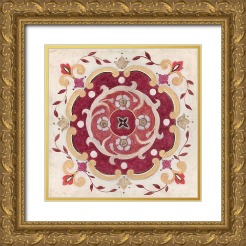 Bohemian Ruby Gold Ornate Wood Framed Art Print with Double Matting by Tava Studios