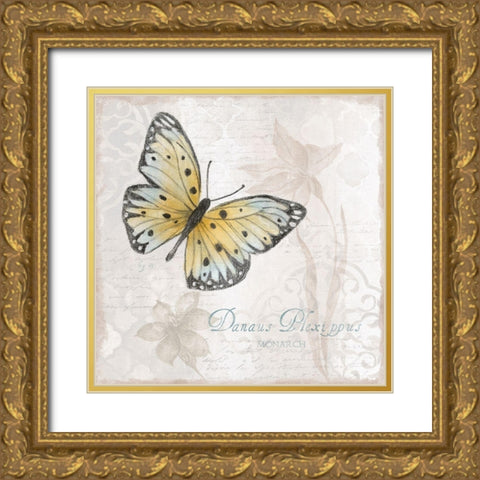 Postcard Butterfly I Gold Ornate Wood Framed Art Print with Double Matting by Tava Studios