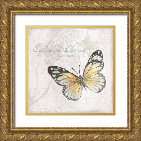 Postcard Butterfly II Gold Ornate Wood Framed Art Print with Double Matting by Tava Studios