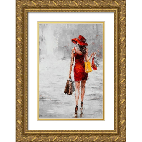 City Shopping II Gold Ornate Wood Framed Art Print with Double Matting by Kowalik, Jolanta
