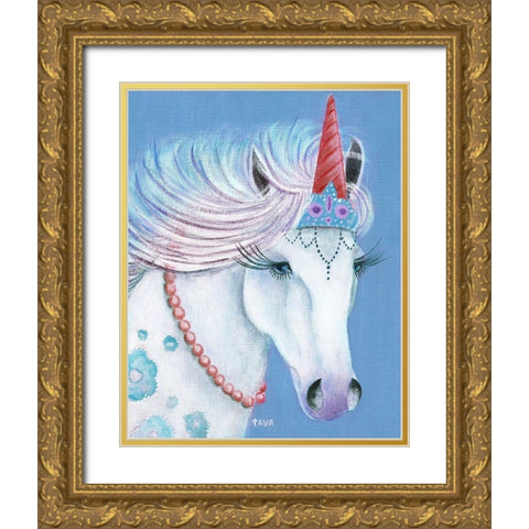 Unicorn I Gold Ornate Wood Framed Art Print with Double Matting by Tava Studios