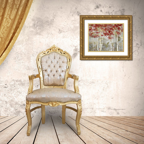 Autumn Forest Gold Ornate Wood Framed Art Print with Double Matting by Nan