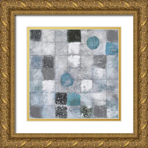 Blue Mosaic II Gold Ornate Wood Framed Art Print with Double Matting by Tava Studios
