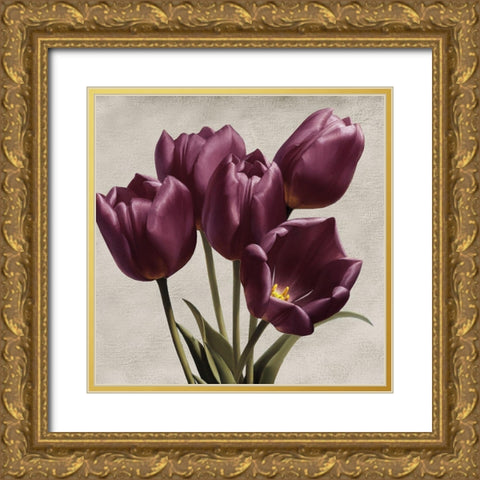 Royal Tulips Gold Ornate Wood Framed Art Print with Double Matting by Levashov, Igor