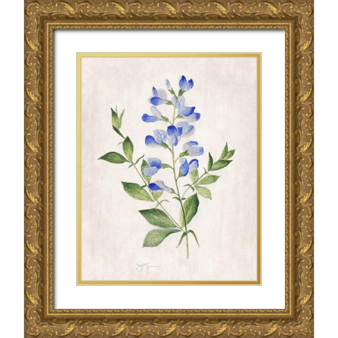 Blue Botanical II Gold Ornate Wood Framed Art Print with Double Matting by Tava Studios