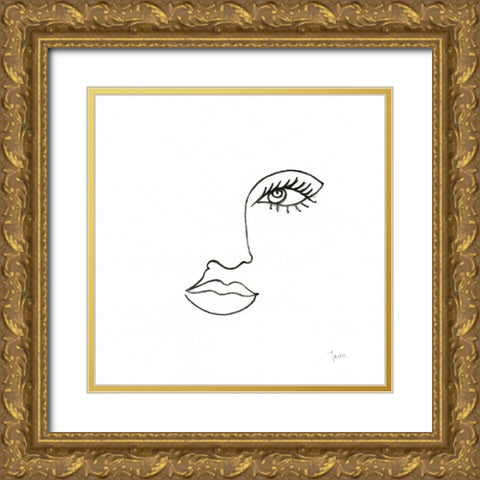 Vogue Look I Gold Ornate Wood Framed Art Print with Double Matting by Tava Studios