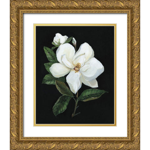 Midnight Magnolia Gold Ornate Wood Framed Art Print with Double Matting by Swatland, Sally
