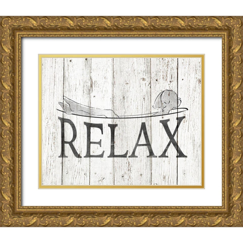 Contemporary Relax Gold Ornate Wood Framed Art Print with Double Matting by Tava Studios