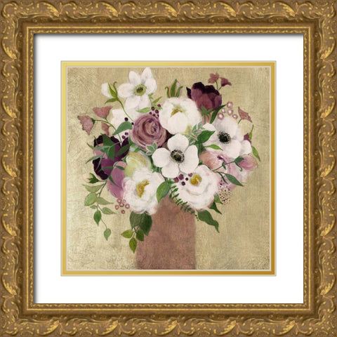 Plum Gorgeous Gold Ornate Wood Framed Art Print with Double Matting by Tava Studios