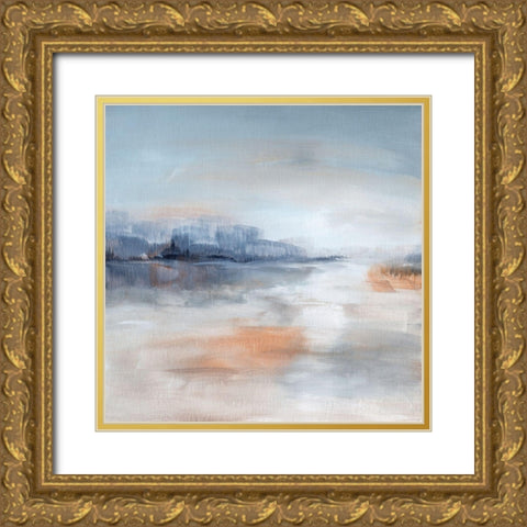 Aqua Terra Gold Ornate Wood Framed Art Print with Double Matting by Nan