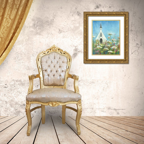 Country Church I Gold Ornate Wood Framed Art Print with Double Matting by Tava Studios