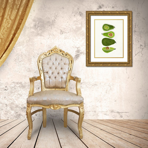 Avocados Gold Ornate Wood Framed Art Print with Double Matting by Tava Studios