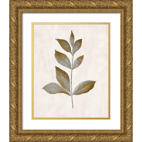Bronze Leaf I Gold Ornate Wood Framed Art Print with Double Matting by Tava Studios