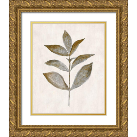 Bronze Leaf III Gold Ornate Wood Framed Art Print with Double Matting by Tava Studios