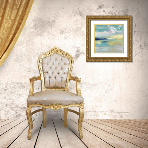 Ocean View Gold Ornate Wood Framed Art Print with Double Matting by Tava Studios