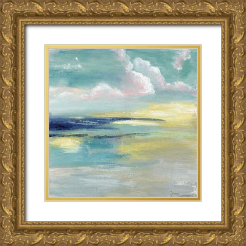 Ocean View Gold Ornate Wood Framed Art Print with Double Matting by Tava Studios