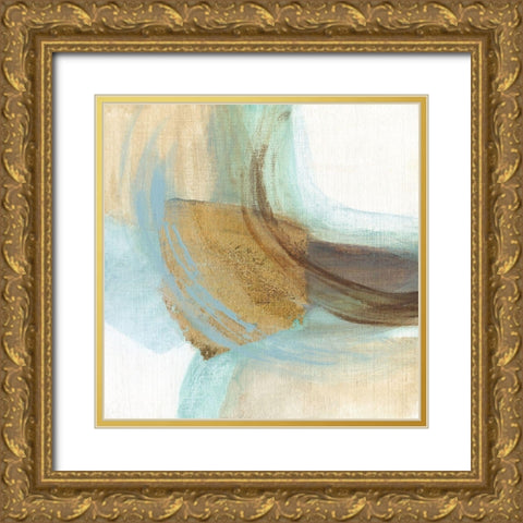 Blue Rythm I Gold Ornate Wood Framed Art Print with Double Matting by Tava Studios