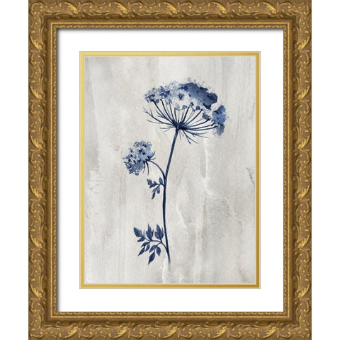 Indigo Botanical I Gold Ornate Wood Framed Art Print with Double Matting by Knutsen, Conrad