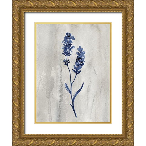 Indigo Botanical II Gold Ornate Wood Framed Art Print with Double Matting by Knutsen, Conrad