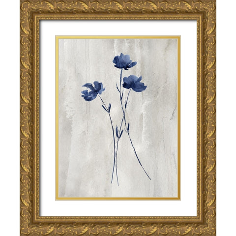 Indigo Botanical III Gold Ornate Wood Framed Art Print with Double Matting by Knutsen, Conrad