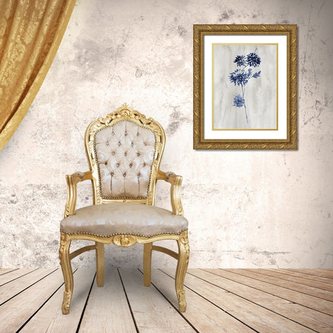 Indigo Botanical IV Gold Ornate Wood Framed Art Print with Double Matting by Knutsen, Conrad