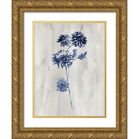 Indigo Botanical IV Gold Ornate Wood Framed Art Print with Double Matting by Knutsen, Conrad