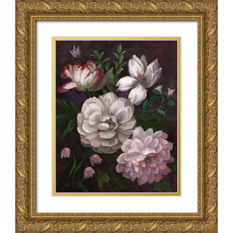 Venezia Bouquet Gold Ornate Wood Framed Art Print with Double Matting by Nan