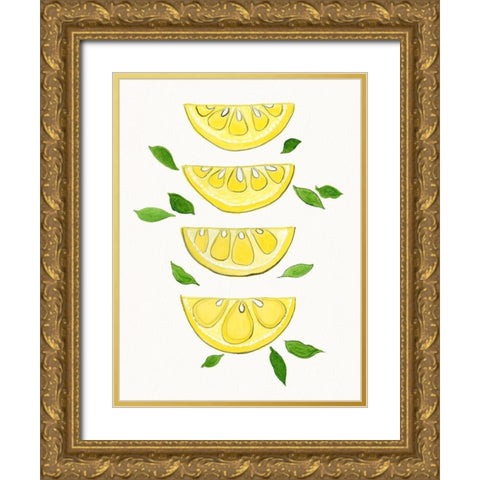 Lemon Slices Gold Ornate Wood Framed Art Print with Double Matting by Tava Studios