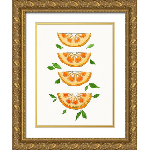 Orange Slices Gold Ornate Wood Framed Art Print with Double Matting by Tava Studios