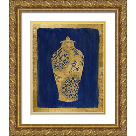 Sapphire and Gold Urn II Gold Ornate Wood Framed Art Print with Double Matting by Tava Studios
