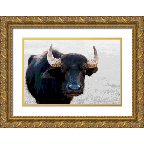Buffalo Meets Warhol Gold Ornate Wood Framed Art Print with Double Matting by Tondini, Nico