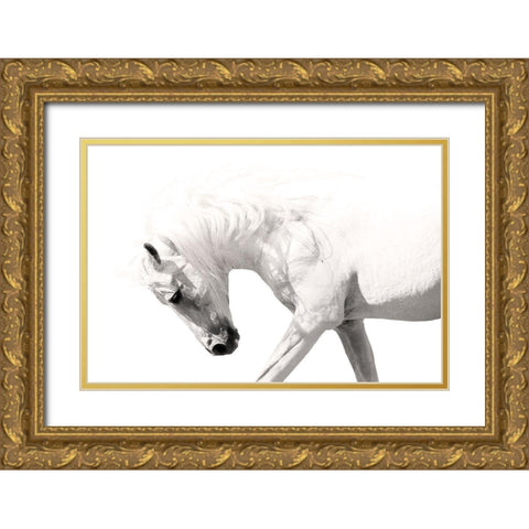 Neutral Stallion Gold Ornate Wood Framed Art Print with Double Matting by Klopfer, Lee