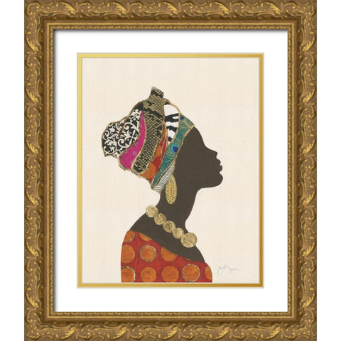 African Silhouette Woman I Gold Ornate Wood Framed Art Print with Double Matting by Tava Studios